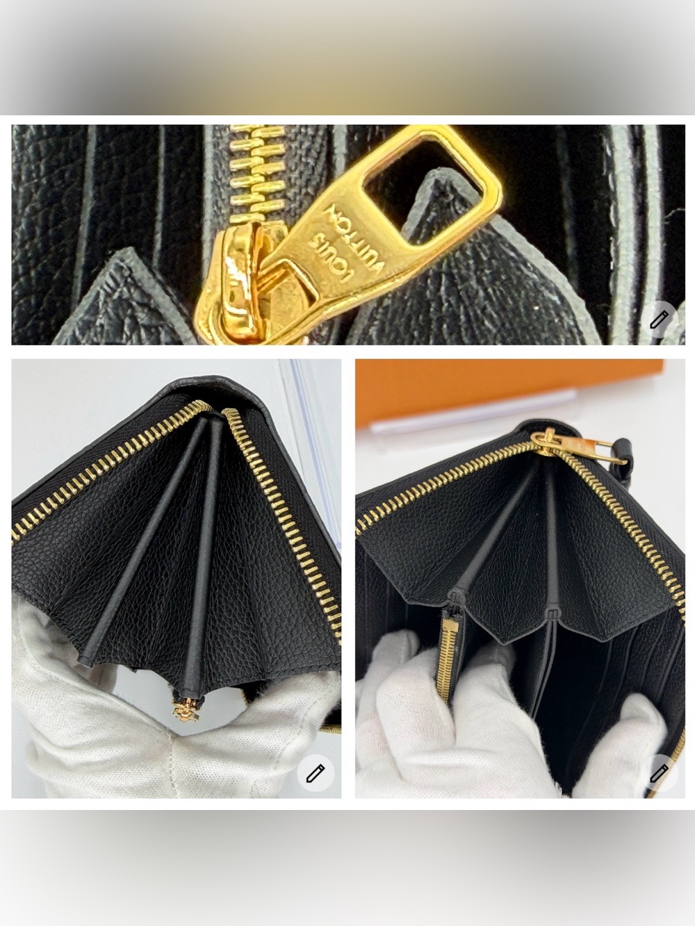 Louis Vuitton Black & Cream Monogram Zip-Around Wallet - Picture 12 of 13